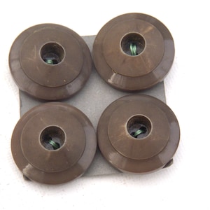 Set of 4 eyecatching vintage buttons, medium sized, muted brown art deco style, circa 1950&#39;s-60&#39;s