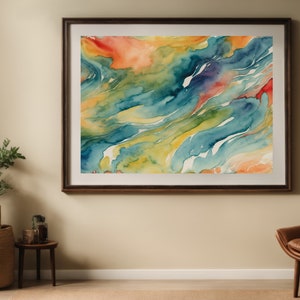 Harmonious Abstraction by Bugra Kaan Ersoy, Colorful Watercolor Abstract Downloadable and Abstract Art, Digital Photo of a Handmade Painting