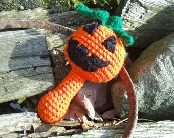 Crocheted Pumpkin Baby Rattle