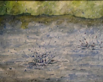 A Moment In Time - Raindrops 5x7 watercolor