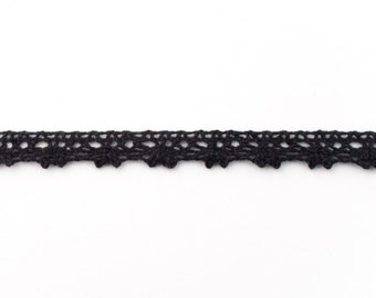 Häkelborte Klöppelspitze schwarz Baumwolle 14 mm  2m