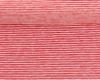 Baumwolljersey Jersey Bella rot-weiß  feine Ringel 1mm  ökotex