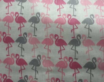 Baumwolle beschichtet  Flamingos grau rosa pink