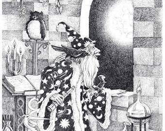 Merlin Original Pencil Drawing