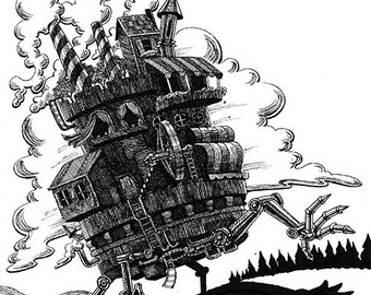 Howl's Castle Original Pen & Ink Drawing