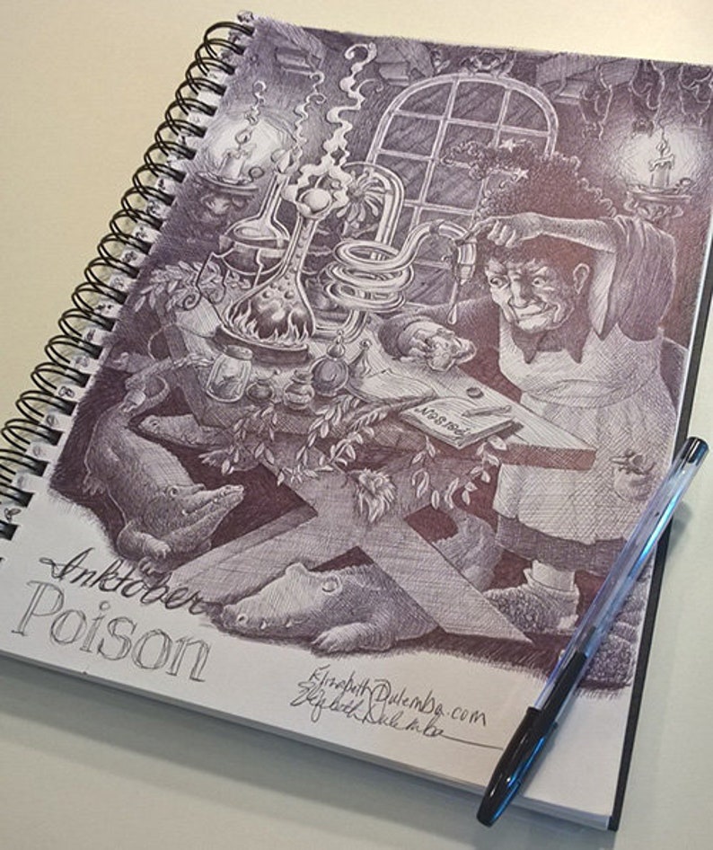 Poison Inktober Pen and Ink Drawing image 3