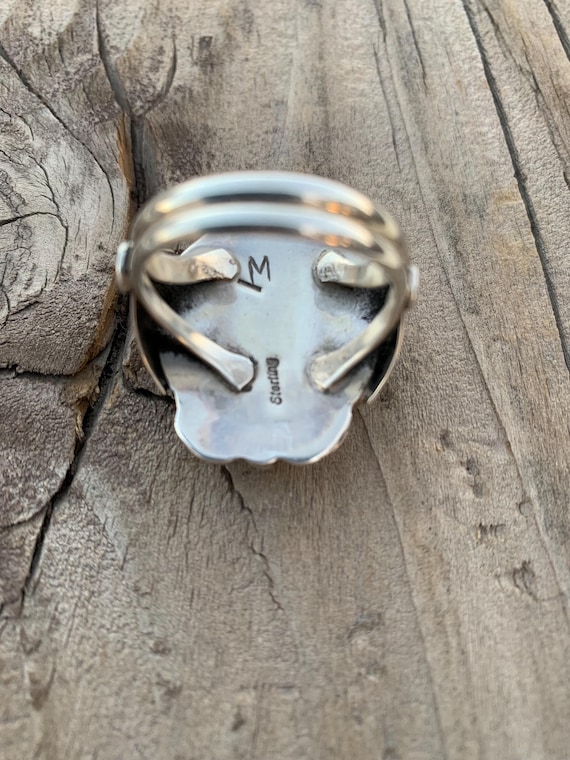 Native Turquoise Ring signed size 13 - image 3
