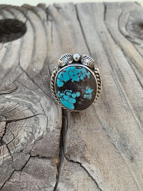 Native Turquoise Ring signed size 13 - image 1