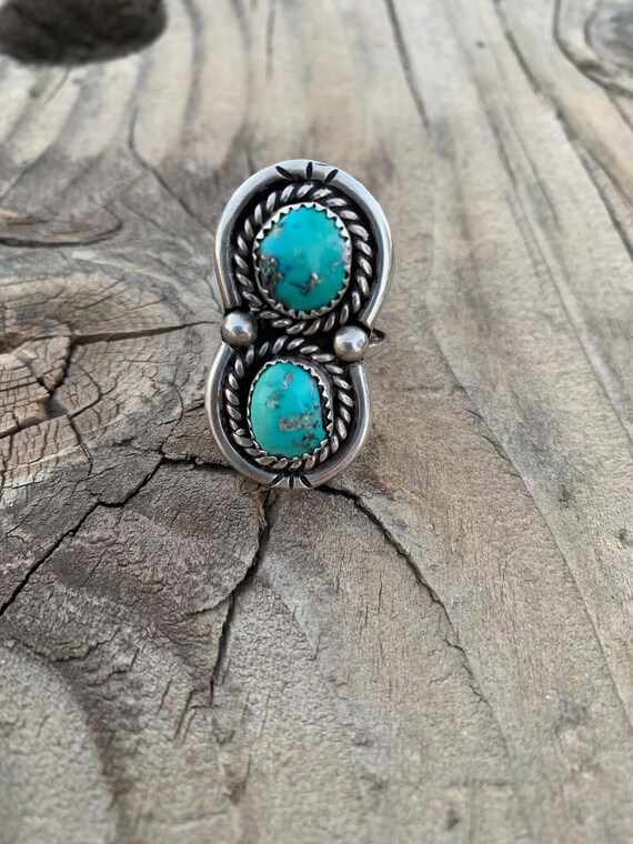 Double turquoise native ring - image 1