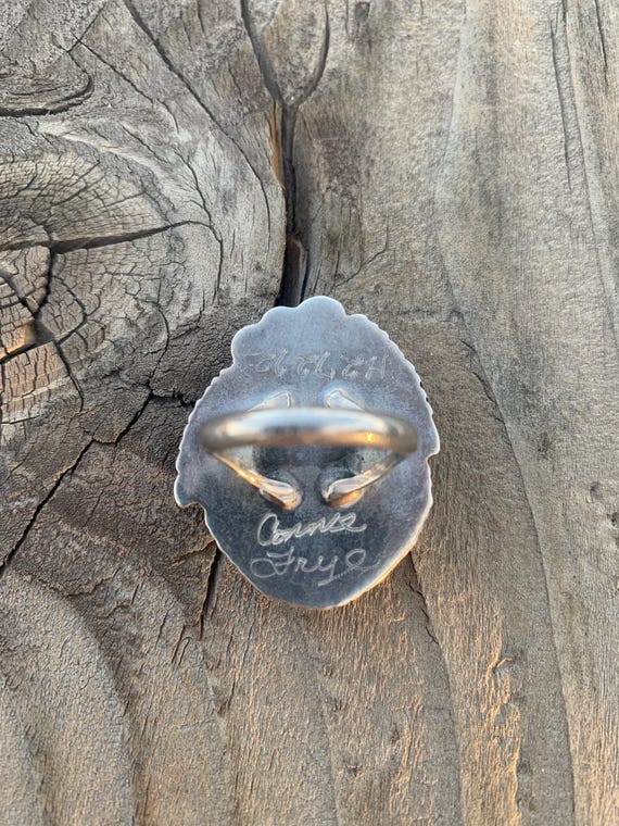 Native signed malachite sterling ring - image 2