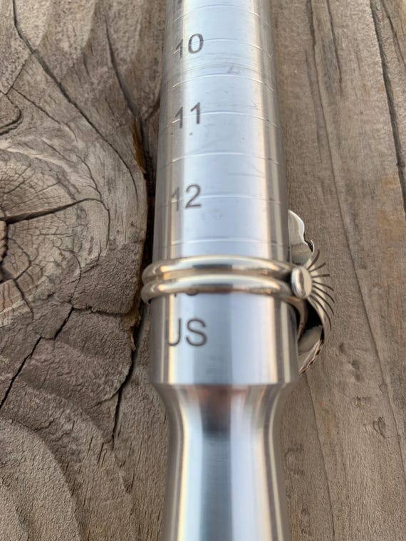 Native Turquoise Ring signed size 13 - image 4