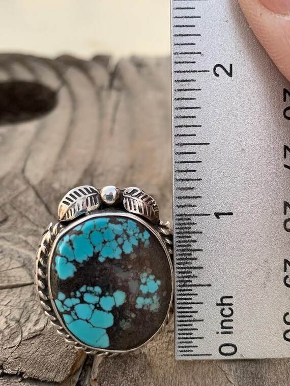 Native Turquoise Ring signed size 13 - image 5