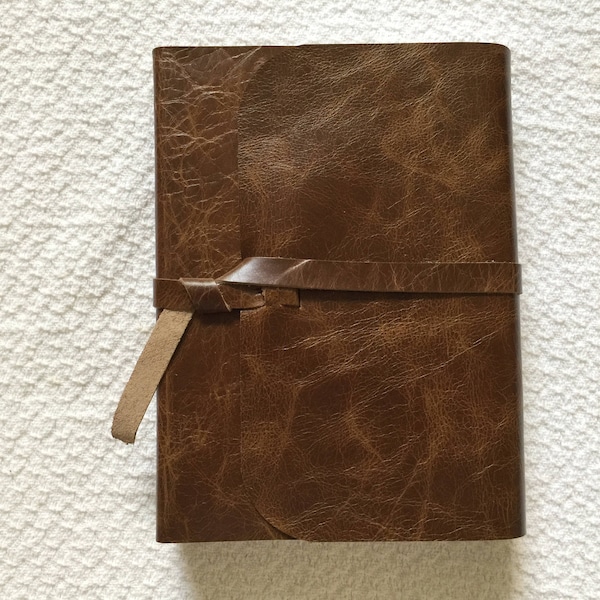 NLT Reflections Bible NLT Journaling Bible recovered cowhide leather cover flap with leather strap