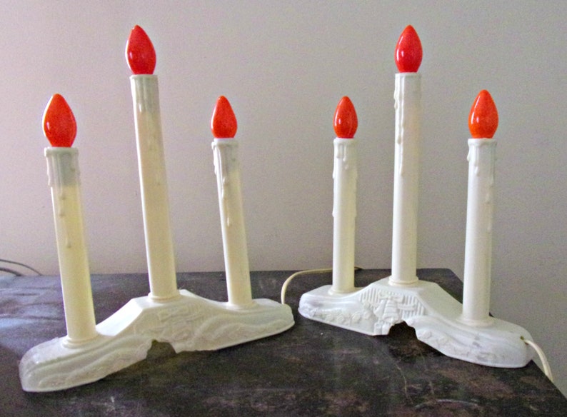Vintage Christmas Window 3 Candle Candelabra Electric Etsy