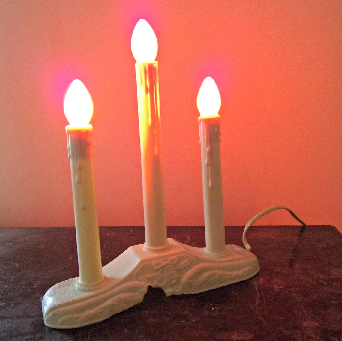 Vintage Christmas Window 3 Candle Candelabra Electric Etsy
