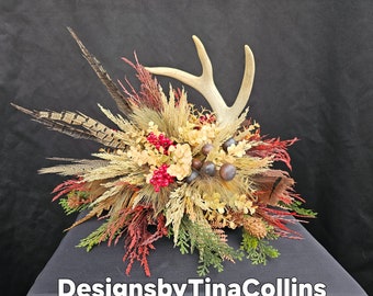 Antler Arrangement-Antler Floral-Antler Centerpiece-Cabin Arrangement-Cabin Floral-Forest Floral-Hunters Floral-Woodland Centerpiece