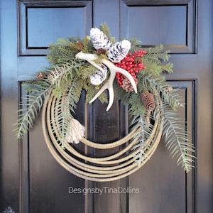 Antler Wreath-Antler Wreaths-Country Christmas Wreath-Christmas Wreath-Christmas Lariat Wreath-Lariat Wreath-Rope Wreath-Western Christmas