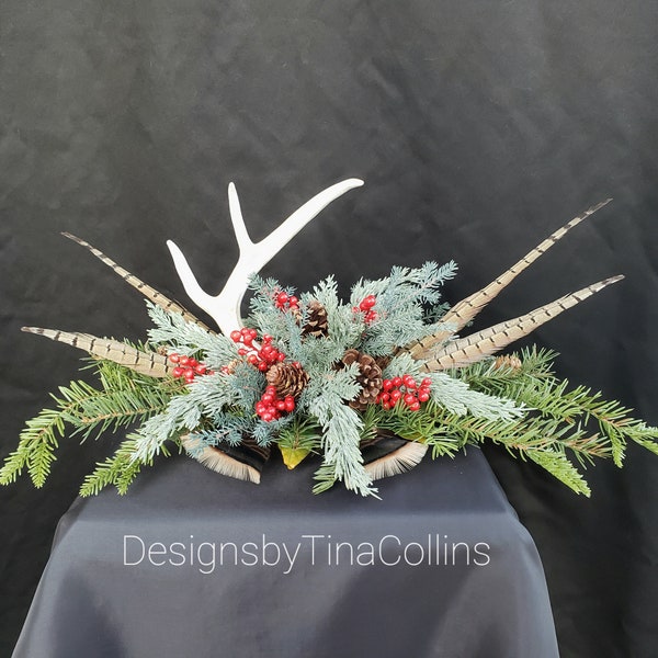 Antler Floral-Antler Centerpiece-Antler Arrangement-Deer Antler Floral-Christmas Antler Floral-Lodge Floral-Cabin Floral-Christmas Antler