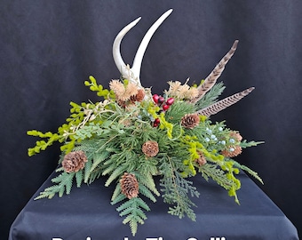 Antler Arrangement-Antler Floral-Antler Centerpiece-Cabin Arrangement-Cabin Floral-Forest Floral-Hunters Floral-Woodland Centerpiece