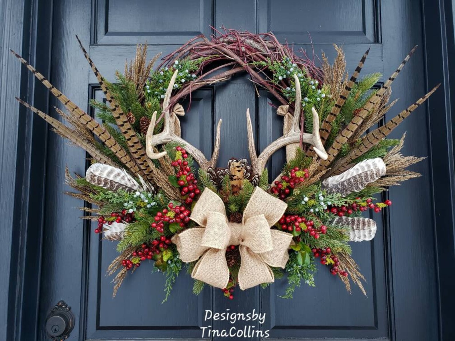 Antler Christmas WreathDeer Antler WreathAntler Door Etsy