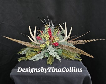 Antler Floral-Antler Centerpiece-Antler Arrangement-Deer Antler Floral-Christmas Antler Floral-Lodge Cabin Floral-Woodland Centerpiece