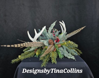 Antler Floral-Antler Centerpiece-Antler Arrangement-Deer Antler Floral-Christmas Antler Floral-Lodge Cabin Floral-Woodland Centerpiece