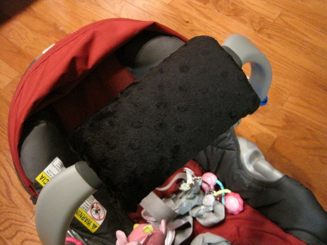 Car Seat ARM PAD Handle Wrap, Arm Pad Cushion, Reversible Black Minky