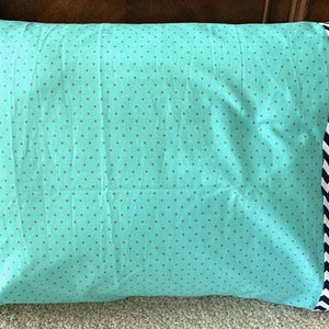 Cute Standard Pillowcase Home Decor Birthday Gift Toddler Pillowcases Kids Guest Bedroom Bedding Navy Blue Turquoise Gray Chevron Polka Dots