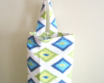 Plastic Grocery Bag Holder, Storage, Organizer, Dispenser- Cute Green Turquoise Diamonds- Housewarming Gift, Bridesmaid Gift, Wedding Gift