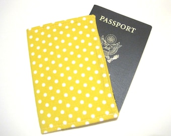 Passport Cover Passport Holder Passport Wallet Travel Passport Case Coupon Holder Cute Travel Gift Bridesmaid Gift- Yellow Polka Dots