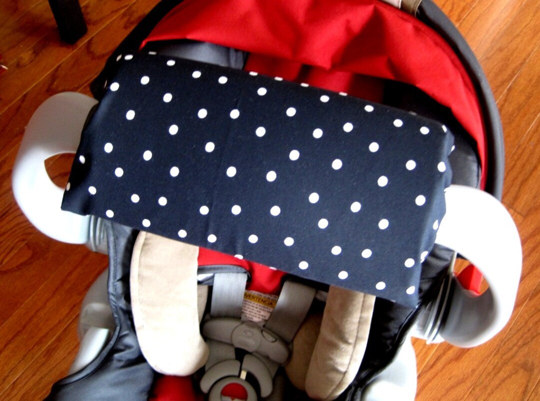 Car Seat ARM PAD Handle Wrap, Arm Cushion, Reversible Black Polka Dots, Baby Shower Gift, Infant