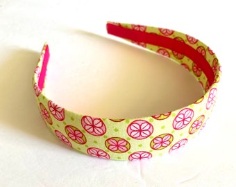 Fabric Covered Headbands Pink Green Floral Flowers Girls Headband Adult Headband Cute Preppy Boutique Birthday Gift Stocking Stuffer