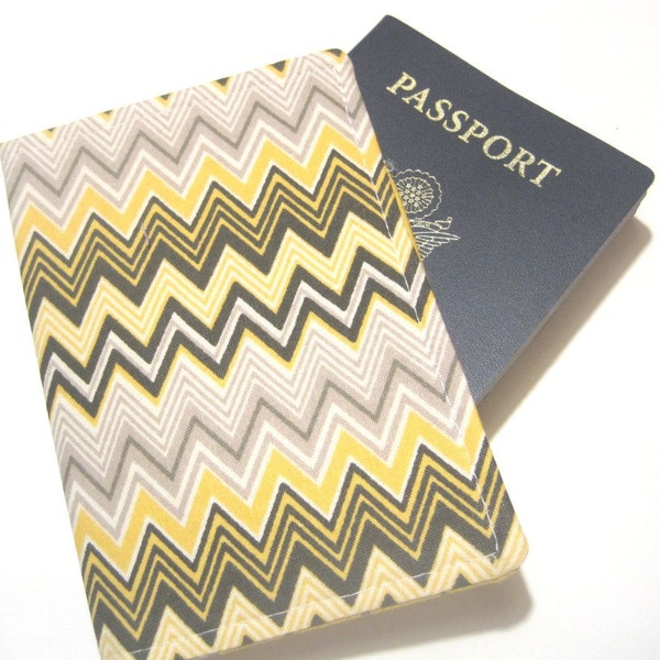Passport Cover Passport Holder Passport Wallet Travel Passport Case Coupon Holder Cute Travel Gift Bridesmaid Gift- Yellow Chevron Fabric