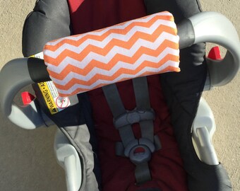 Car Seat ARM PAD Handle Wrap, Arm Cushion- Orange Chevron Stripes, Baby Shower Gift, Infant Carrier, Cute Baby Gift, Arm Pad Cushion,