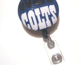 Retractable ID BADGE Reel Holder Name Tag Lanyard Nurse Teacher Coach Gift- Made with Colts Fabric Cute Badge Reel Nursing School Graduation