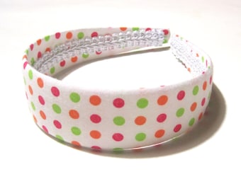 Fabric Covered Headbands Pink Orange Green Polka Dots Girls Headband Adult Headband Cute Headband Preppy Boutique Birthday Gift Party Favors