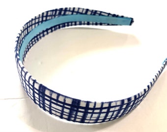 Fabric Covered Headbands Blue Plaid Gingham Girls Headband Adult Headband Cute Headband Preppy Boutique Birthday Gift