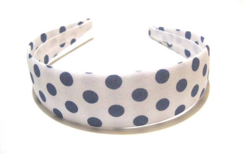 Fabric Covered Headband Blue White Polka Dots Girls Headband - Etsy