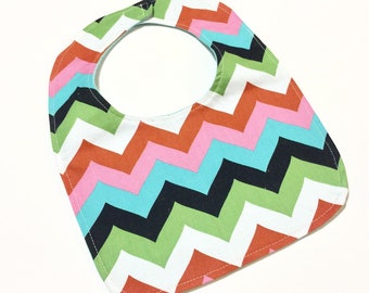 Reversible Infant Baby Bib, Toddler Bib- Cute Pink Black Green Blue Chevron Baby Shower Gift Baby Gift Feeding Nursing Baby Girl Gift