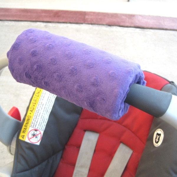 Car Seat ARM PAD Handle Wrap, Arm Pad Cushion, Reversible- Purple Minky, Infant Carrier, Cute Baby Gift, Arm Pad Handle, Boy Girl Arm Pad