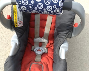 Car Seat ARM PAD Handle Wrap, Arm Pad Cushion, Reversible - Navy Blue Circles Dots, Infant Carrier, Cute Baby Gift, Arm Pad Cushion, Boy
