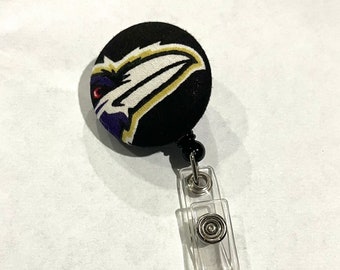 Retractable ID BADGE Reel Holder Name Tag Lanyard Nurse Teacher Gift- Made with Ravens Fabric Cute Badge Reel Nursing School Graduation