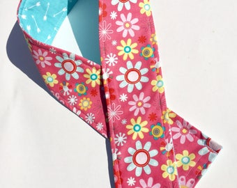 Padded Camera Strap Cover,Neck Strap- REVERSIBLE- Padded- DSLR- Pink Flowers Turquoise Arrows, Photographer Thank You Gift, Photography