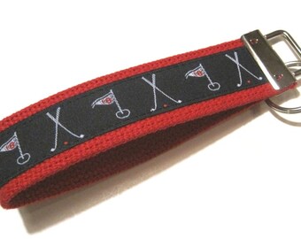 Schlüsselanhänger, niedliche Schlüsselanhänger, Schlüsselanhänger, Armband, Coach-Geschenk-blau-rot Golfschläger Team Golfer - Brautjungfer Geschenk, Lehrer Geschenk, Band Schlüsselanhänger