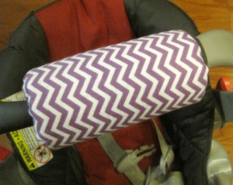 Car Seat ARM PAD Handle Wrap, Arm Pad Cushion, Reversible - Purple Chevron Stripes, Infant Carrier, Cute Baby Gift, Arm Pad Handle, Girl