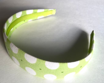 Headband Lime Green Polka Dots Fabric Covered Girls Headbands Adult Headband Cute Headband Preppy Boutique Birthday Gift