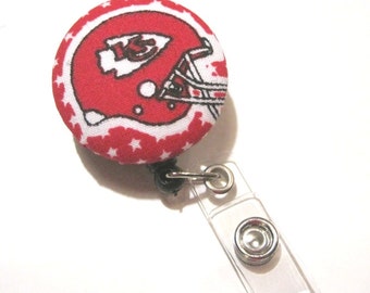 Retractable ID BADGE Reel Holder Name Tag Lanyard Nurse Teacher Gift Made w Kansas Chiefs Fabric Cute Badge Reel Nursing School Graduation