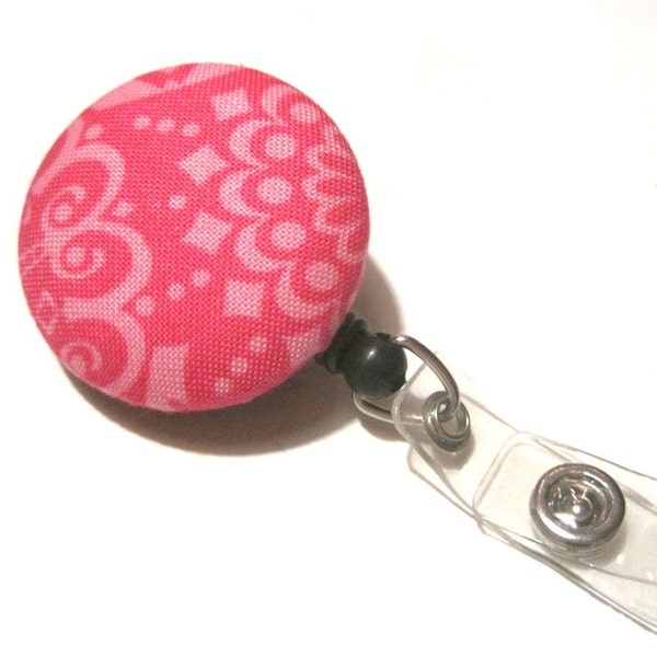 Retractable ID BADGE Reel Holder Name Tag Lanyard Nurse Teacher Gift Pink Paisley Cute Badge Reel Nursing School Graduation Student