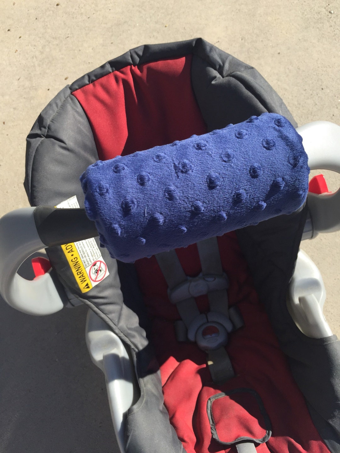 Car Seat ARM PAD Handle Wrap, Arm Pad Cushion, Reversible Navy Blue Minky, Infant Carrier, Cute