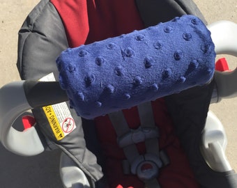 Car Seat ARM PAD Handle Wrap, Arm Pad Cushion, Reversible- Navy Blue Minky, Infant Carrier, Cute Baby Gift, Arm Pad Handle, Boy Girl Arm Pad